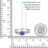 Filigree Art Deco Wedding Ring Round Simulated Cubic Zirconia 925 Sterling Silver