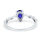 Teardrop Wedding Ring Simulated Cubic Zirconia 925 Sterling Silver