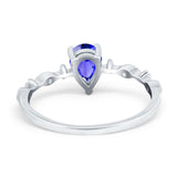 Teardrop Wedding Ring Simulated Cubic Zirconia 925 Sterling Silver
