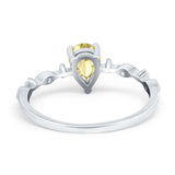 Teardrop Wedding Ring Simulated Cubic Zirconia 925 Sterling Silver