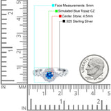 Vintage Style Engagement Ring Round Simulated Cubic Zirconia 925 Sterling Silver