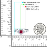 Vintage Style Engagement Ring Round Simulated Cubic Zirconia 925 Sterling Silver
