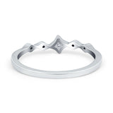 Petite Dainty Wedding Ring Round Eternity Simulated CZ 925 Sterling Silver