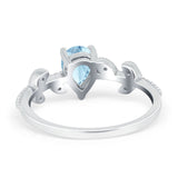 Teardrop Engagement Ring Pear Simulated Cubic Zirconia 925 Sterling Silver