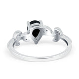 Teardrop Engagement Ring Pear Simulated Cubic Zirconia 925 Sterling Silver