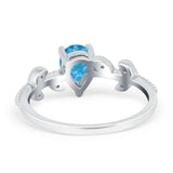 Teardrop Engagement Ring Pear Simulated Cubic Zirconia 925 Sterling Silver