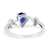 Teardrop Engagement Ring Pear Simulated Cubic Zirconia 925 Sterling Silver