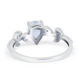 Teardrop Engagement Ring Pear Simulated Cubic Zirconia 925 Sterling Silver