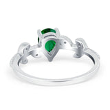 Teardrop Engagement Ring Pear Simulated Cubic Zirconia 925 Sterling Silver