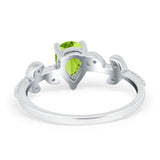 Teardrop Engagement Ring Pear Simulated Cubic Zirconia 925 Sterling Silver