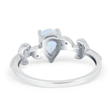 Teardrop Engagement Ring Pear Simulated Cubic Zirconia 925 Sterling Silver
