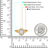 Art Deco Engagement Ring Oval Simulated Cubic Zirconia 925 Sterling Silver