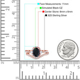 Oval Two Piece Halo Round Simulated Cubic Zirconia Ring 925 Sterling Silver