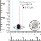 Oval Two Piece Halo Round Simulated Cubic Zirconia Ring 925 Sterling Silver