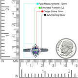 Art Deco Halo Engagement Ring Round Simulated Cubic Zirconia 925 Sterling Silver