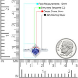 Art Deco Halo Engagement Ring Round Simulated Cubic Zirconia 925 Sterling Silver