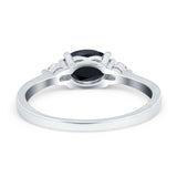 Three Stone Oval Engagement Ring Simulated Cubic Zirconia 925 Sterling Silver