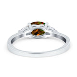 Three Stone Oval Engagement Ring Simulated Cubic Zirconia 925 Sterling Silver