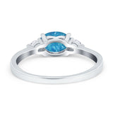 Three Stone Oval Engagement Ring Simulated Cubic Zirconia 925 Sterling Silver