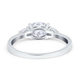 Three Stone Oval Engagement Ring Simulated Cubic Zirconia 925 Sterling Silver