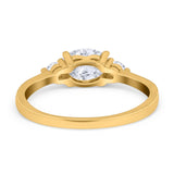 Three Stone Oval Engagement Ring Simulated Cubic Zirconia 925 Sterling Silver