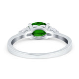 Three Stone Oval Engagement Ring Simulated Cubic Zirconia 925 Sterling Silver