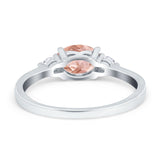 Three Stone Oval Engagement Ring Simulated Cubic Zirconia 925 Sterling Silver