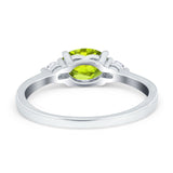 Three Stone Oval Engagement Ring Simulated Cubic Zirconia 925 Sterling Silver