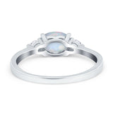 Three Stone Oval Engagement Ring Simulated Cubic Zirconia 925 Sterling Silver
