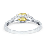 Three Stone Oval Engagement Ring Simulated Cubic Zirconia 925 Sterling Silver