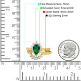 Teardrop Two Piece Art Deco Simulated CZ Wedding Ring 925 Sterling Silver