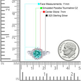 Halo Vintage Engagement Ring Round Simulated Cubic Zirconia 925 Sterling Silver