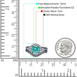 Two Piece Halo Engagement Ring Round Simulated Cubic Zirconia 925 Sterling Silver