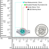 Two Piece Halo Engagement Ring Round Simulated Cubic Zirconia 925 Sterling Silver