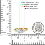 Art Deco Engagement Ring Round Simulated Cubic Zirconia 925 Sterling Silver