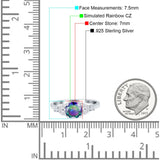 Art Deco Engagement Ring Round Simulated Cubic Zirconia 925 Sterling Silver