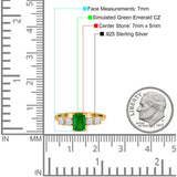 Emerald Cut Wedding Engagement Ring Simulated Cubic Zirconia 925 Sterling Silver