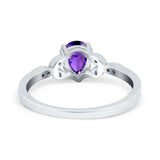 Art Deco Teardrop Bridal Ring Simulated Cubic Zirconia 925 Sterling Silver