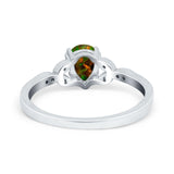 Art Deco Teardrop Bridal Ring Simulated Cubic Zirconia 925 Sterling Silver