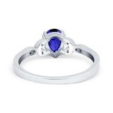 Art Deco Teardrop Bridal Ring Simulated Cubic Zirconia 925 Sterling Silver