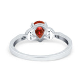 Art Deco Teardrop Bridal Ring Simulated Cubic Zirconia 925 Sterling Silver