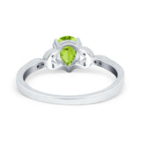 Art Deco Teardrop Bridal Ring Simulated Cubic Zirconia 925 Sterling Silver