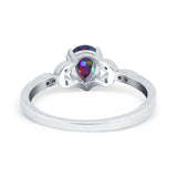 Art Deco Teardrop Bridal Ring Simulated Cubic Zirconia 925 Sterling Silver