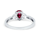 Art Deco Teardrop Bridal Ring Simulated Cubic Zirconia 925 Sterling Silver