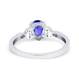 Art Deco Teardrop Bridal Ring Simulated Cubic Zirconia 925 Sterling Silver