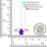 Oval Solitaire Accent Wedding Ring Simulated Cubic Zirconia 925 Sterling Silver
