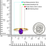 Oval Solitaire Accent Wedding Ring Simulated Cubic Zirconia 925 Sterling Silver