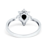 Teardrop V Chevron Engagement Ring Simulated Cubic Zirconia 925 Sterling Silver