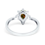 Teardrop V Chevron Engagement Ring Simulated Cubic Zirconia 925 Sterling Silver