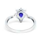 Teardrop V Chevron Engagement Ring Simulated Cubic Zirconia 925 Sterling Silver